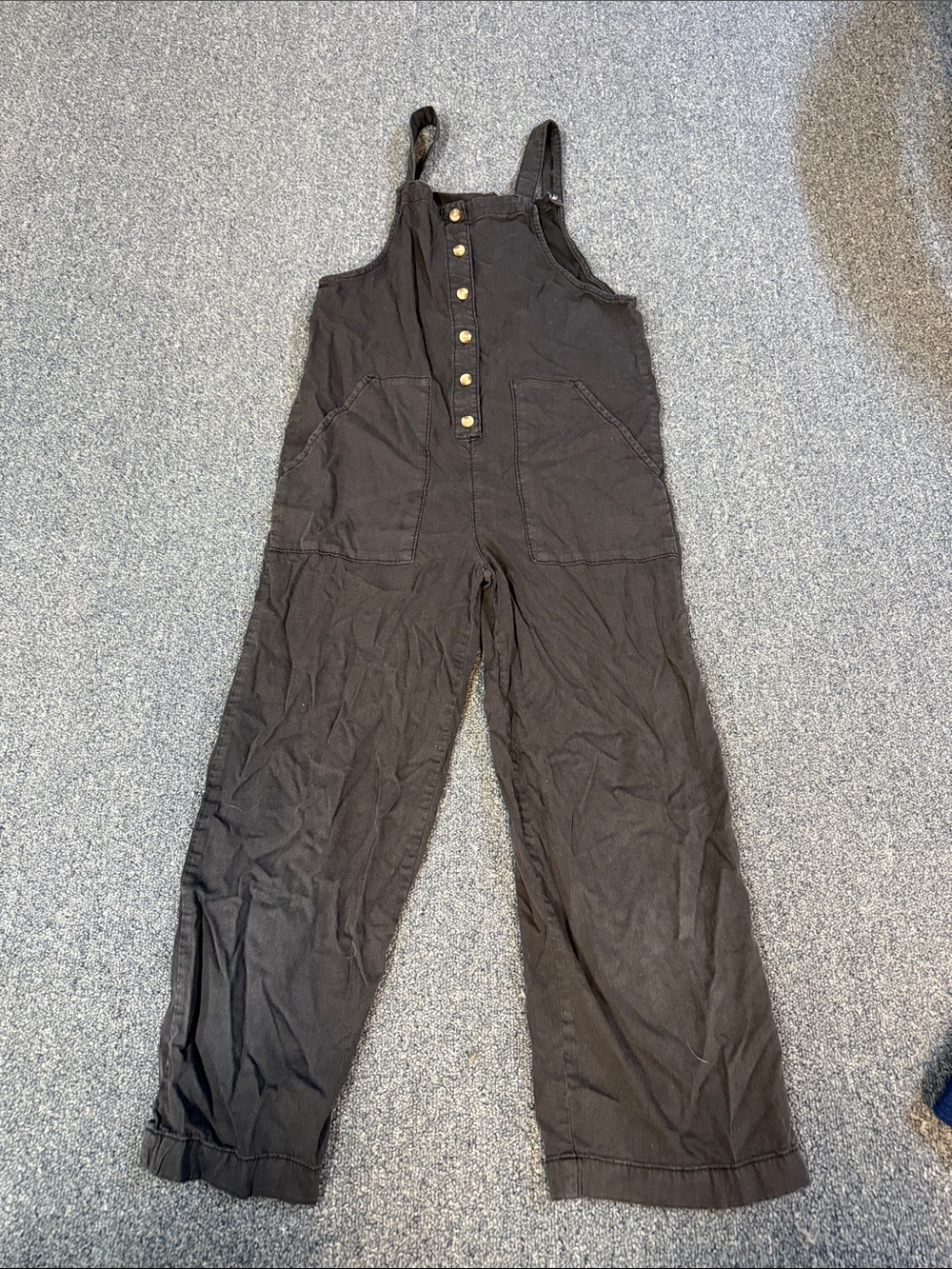 Girls Billabong Black Utility Button-Front Overalls
